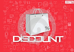 Discount Text Business Success modern design Idea and Concept Vector illustration with Label ,icon,shopping bags.